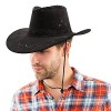 Chapeau de cowboy noir x24 – Imitation daim avec coutures croisées et cordon de serrage – Chapeau de cowboy à large bord acce