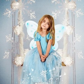 Relaxdays Déguisement de fée, lot de 10, ailes, baguette magique, costume, papillon, elfe, enfant, carnaval, bleu et argenté