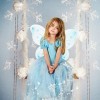 Relaxdays Déguisement de fée, lot de 10, ailes, baguette magique, costume, papillon, elfe, enfant, carnaval, bleu et argenté