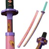 SOVOQUE Toy Samurai Sword, Kokushibou Slayer Handmade Wooden Katana Sword Accessoire Avec Fourreau/Vert Clair/Couteau Nu