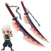 Bofie Démon Slayer Lame Uzui Tengen Katana Épée en Bois Cosplay Accessoires Épée Ninja, Premium Lame Épée Modèle Darme, Long