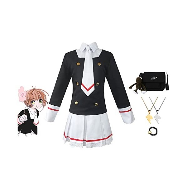 Anime Cosplay Vêtements Card Captor Uniforme Mascarade Danse Soirée Sac Collier Bracelet Carnaval Mardi Gras Party Dress Up C