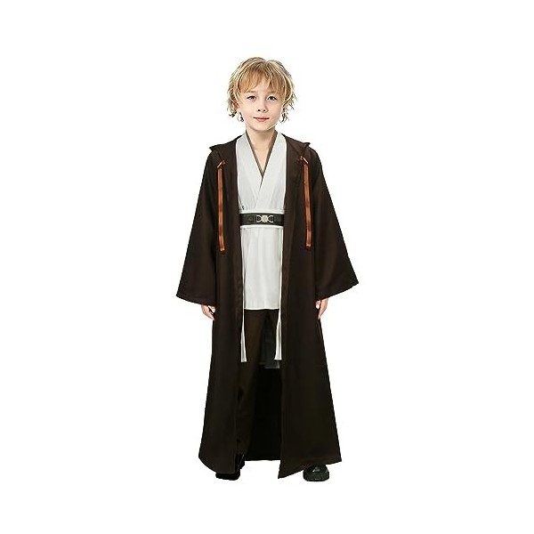 NUWIND Costume de Jedi pour Enfants Tunique Médiévale Cape à Capuche Robe Déguisement Costume de Chevalier Cosplay Halloween 