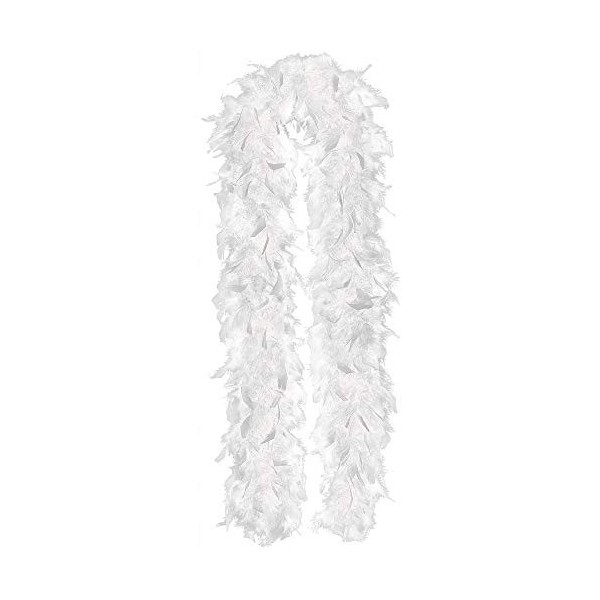 amscan 250542.08 Accessoire Boa Plume pour Costume Party en Fibre Synthétique Blanc