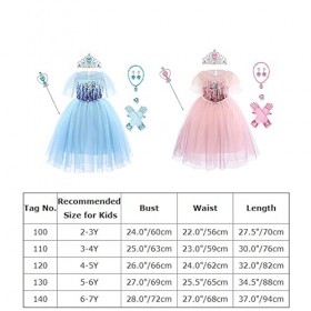 7PCS Filles Elsa Costume avec Accessoires Princesse Habillage Cosplay Ice Queen Fantaisie Robe Enfants Halloween Party Noël C