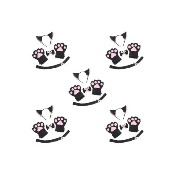 Paowsietiviity Lot de 5 costumes de chat danime pour cosplay, accessoires pour animaux avec bandeau, oreilles, déguisement, 