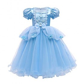 VIROYA Filles Cendrillon Robe Princesse Costume + Accessoires Ensemble Conte de Fées Cosplay Halloween Carnaval Costumes Noël