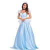 LANGWEI Femmes Halloween Costumes Mignon Conte De Fées Cendrillon Princesse Robe Fête Bal Cosplay Costume Accessoires,Bleu,XL