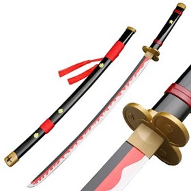 Uvency Épée de Samouraï Anime Roronoa Zoro Avec Fourreau, Accessoires DArme DÉpée Katana En Bois Jouet DÉpée Ninja Anime, 