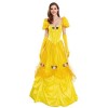 LANGWEI Femmes Halloween Costumes Adultes Fée Reine Princesse Marraine Robe Cosplay Costume Accessoires,Jaune,S