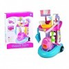 Lean Toys Chariot avec aspirateur et accessoires de nettoyage.