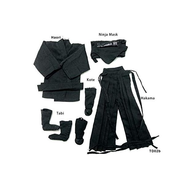 Leying 1/6 Soldat Mâle Ninja Vêtements Style Japonais Ensemble Figure Poupée Costume Accessoires Black 