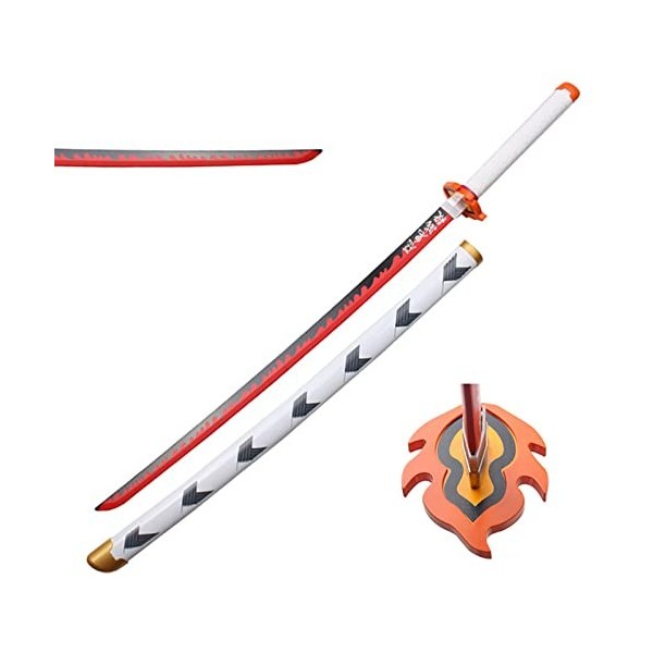 Uvency 104Cm Démon Tueur Épée Rengoku En Bois Anime Cosplay Samouraï Jouet Katana Bois Accessoire Couteau Japonais Fait À La 