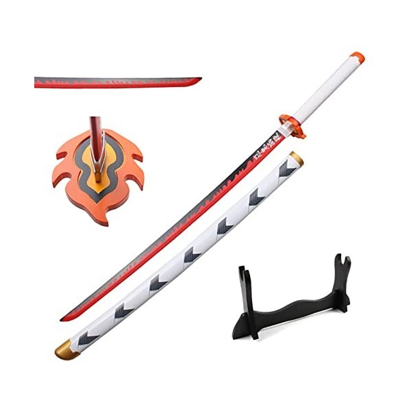 Uvency 104Cm Démon Tueur Épée Rengoku En Bois Anime Cosplay Samouraï Jouet Katana Bois Accessoire Couteau Japonais Fait À La 