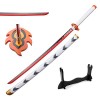 Uvency 104Cm Démon Tueur Épée Rengoku En Bois Anime Cosplay Samouraï Jouet Katana Bois Accessoire Couteau Japonais Fait À La 