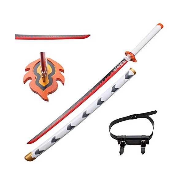 Uvency 104Cm Démon Tueur Épée Rengoku En Bois Anime Cosplay Samouraï Jouet Katana Bois Accessoire Couteau Japonais Fait À La 