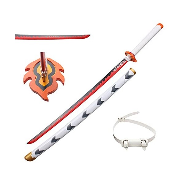 Uvency 104Cm Démon Tueur Épée Rengoku En Bois Anime Cosplay Samouraï Jouet Katana Bois Accessoire Couteau Japonais Fait À La 