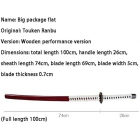 JK-Colin Épée en Bois Touken Ranbu cos Épée dabaoping Épée Taito Armes Cosplay Animation Accessoires Épée en bois-100CM