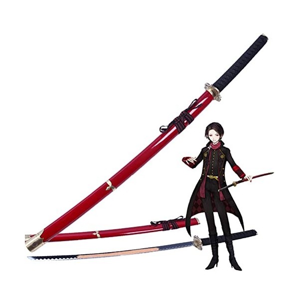 NIANXINN Touken Ranbu Cosplay Épée En Bois Avec Fourreau, Rouge - Épée Ninja Samouraï Japonais, Anime Jouets Props, Accessoir