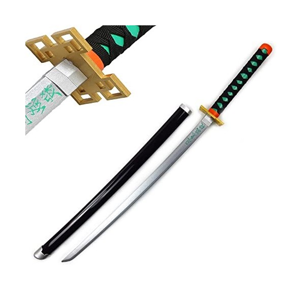 FQLY Anime Samouraï Épée Jouets pour Enfants Démon Slayer Katana 104cm Lame en Bois Accessoires De Cosplay Danime Japonaise 