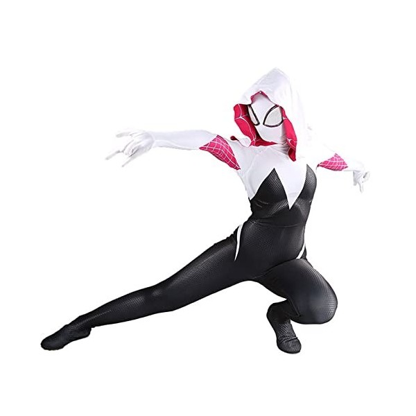 Spider-Gwen Combinaison de super-héros pour jeux de rôle Halloween Fête sur scène Accessoire de performance Déguisement unise