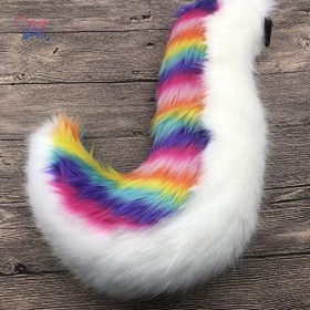 Furryvalley Fursuit Queue partielle en fourrure pour déguisement de fête pour enfants adultes arc-en-ciel 