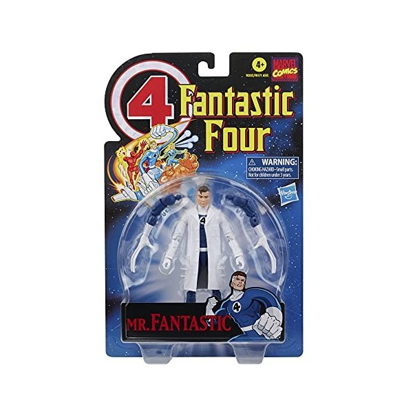 Hasbro Marvel Legends Series Retro, figurine de collection Fantastic Four Mr. Fantastic de 15 cm avec 5 accessoires