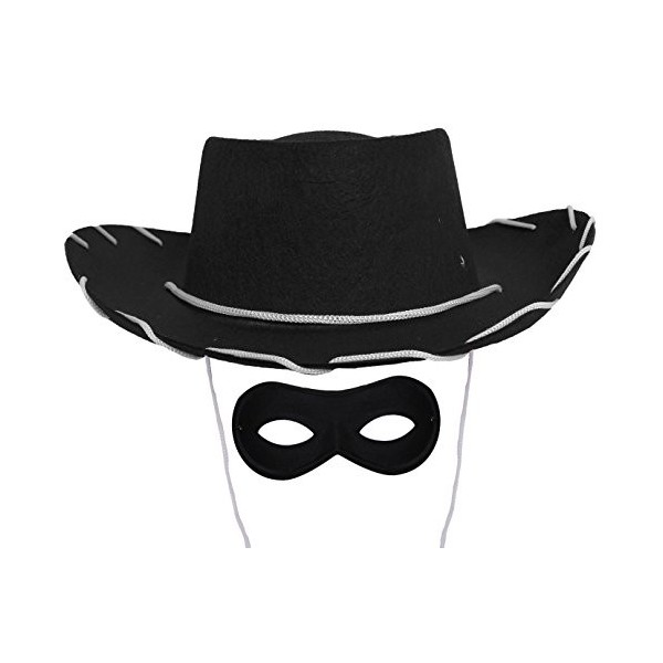 Lot de 24 accessoires de déguisement de cowboy pour enfant avec chapeau de cowboy noir et masque de bandit noir - Parfait pou