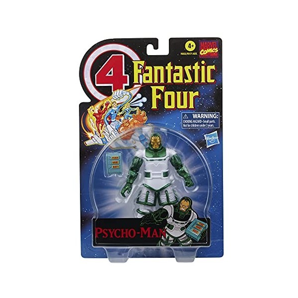 Hasbro Marvel Legends Series Retro, figurine de collection Fantastic Four Psycho-Man de 15 cm avec accessoires et pièce Build