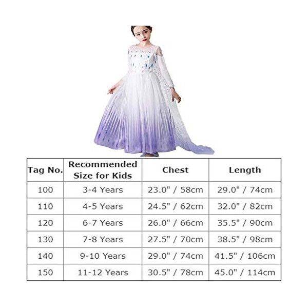 YYDSXK Elsa Dress Up for Girls,Robe de princesse Reine des Neiges a