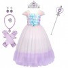 VIROYA Elsa Dress Up pour Filles Ice Snow Queen Dress Up Costume Paillettes Flocon de Neige Princesse Robe + Accessoires Cont