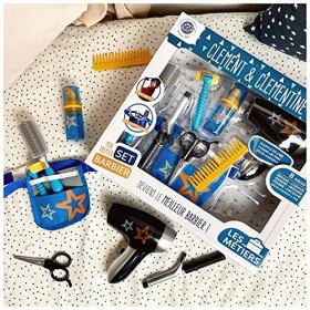 CLEMENT CLEMENTINE - Set de Barbier - Jeu dImitation - 102110 - Bleu - Plastique - Métier - Barbe - Jouet Enfant - Piles Non