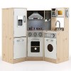 COSTWAY Cuisine Enfants Multifonctionnelle Bois avec Machine à Laver,Jeux d’Imitation Cuisinière avec Sons et Lumière Réels,T