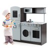 COSTWAY Cuisine Enfants Multifonctionnelle Bois avec Machine à Laver,Jeux d’Imitation Cuisinière avec Sons et Lumière Réels,T