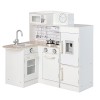 DREAMADE Cuisine d’Angle Enfants en MDF, Coin Arrondi, Évier, Cuisinière, Distributeur deau, Rangements Inclus, Jeu dImitat