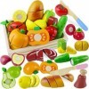 Beberolen Fruits Légumes Jouets en Bois de Coupe pour Enfants, Nourriture Accessoires Cuisine Jeux Dinette Cuisine, Anniversa