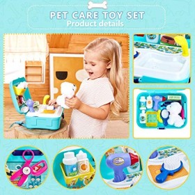 HERSITY Jouet Vétérinaire Sac À Dos avec Peluche Chien Jeux Dimitations Cadeau pour Enfants Garçons Filles 3 4 5 6 Ans