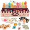 Top Bright Jeu de Crème Glacée - Jeu de Rôle éducatif pour Enfants : Logique et Calcul - Cornets de Glace avec des Cartes Mat