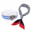 PSOWQ Kit de déguisement Marin-Chapeaux de Marin Bleus, Marin Foulard Satin,Chapeau Marin,Costume Bleu Marine, pour Le Costum