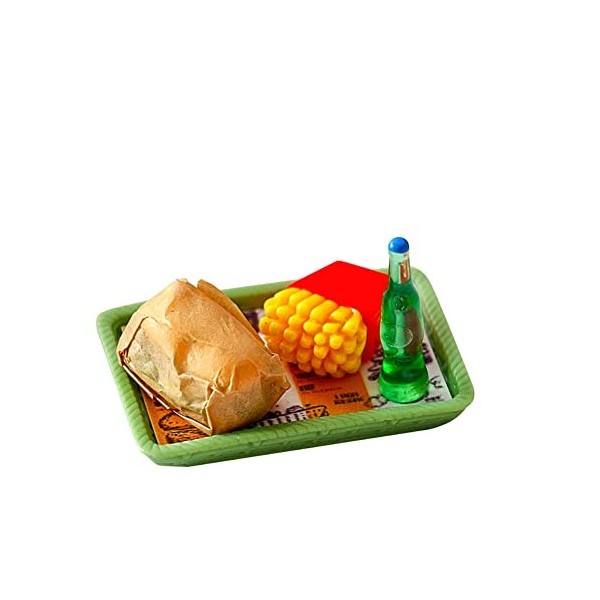 ISAKEN Jouets de Miniatures Alimentaires Boissons, Dinette Enfant Hamburger Jouet Aliment Cuisine, Chef Cuisine Enfant Alimen