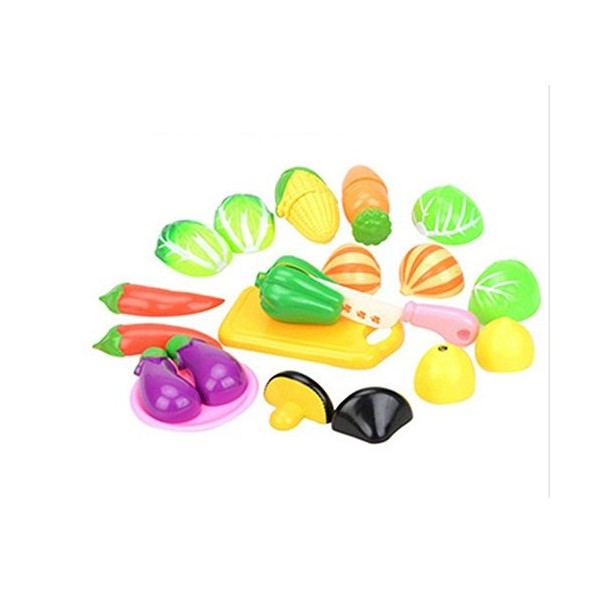 Dosige 29 PCS Jeu Dimitation Jouets de Fruits Légumes Enfants Jouet Educatif Jouets de Cuisine Ensemble