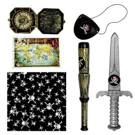 6 Ensembles De Pirates, Sabre De Pirate, Masque Pour Les Yeux De Pirate, Bandeau TêTe De Mort, Accessoires De Simulation De P