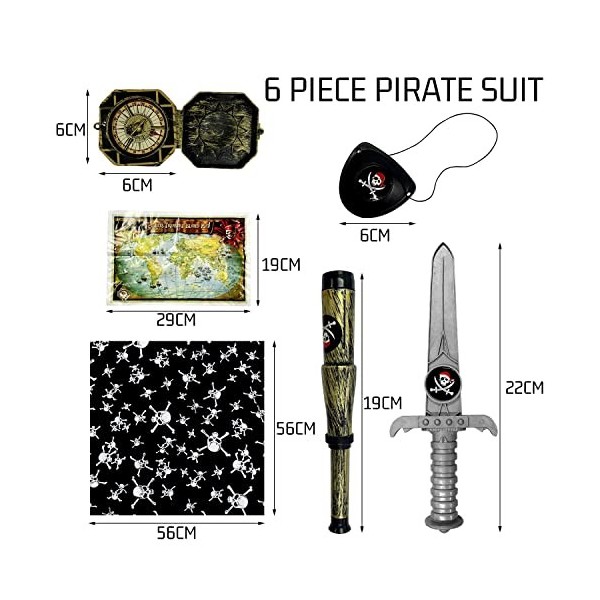 6 Ensembles De Pirates, Sabre De Pirate, Masque Pour Les Yeux De Pirate, Bandeau TêTe De Mort, Accessoires De Simulation De P