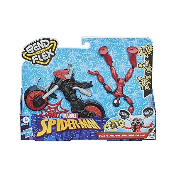Marvel Bend and Flex, Flex Rider Spider-Man Action Figure Toy, 6-inch Figure and 2-In-1 Motorcycle For Kids Ages 4 And Up