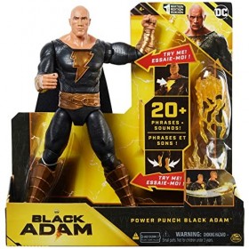 dc comics, Power Punch Figurine daction Adam Noire de 30 cm, Plus de 20 Phrases et Sons, sallume avec 2 Accessoires, Jouet 