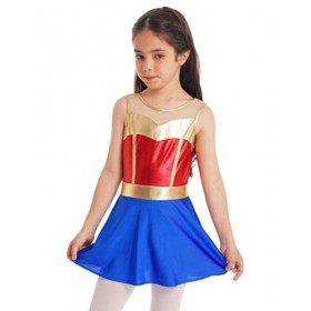 dPois Déguisement Superheroes Woman Fille Enfant Robe Danse Classique Super girl Hero Jeu de Rôle Costume Cosplay Halloween C
