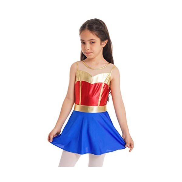 dPois Déguisement Superheroes Woman Fille Enfant Robe Danse Classique Super girl Hero Jeu de Rôle Costume Cosplay Halloween C