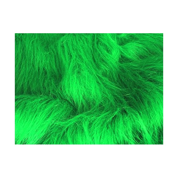Tissu Imitation Fourrure Poil Long Vert Émeraude - Échantillon - 10cmx10cm