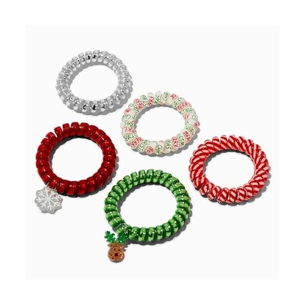 Claires Lot de 5 bracelets élastiques multicolores avec icônes de Noël