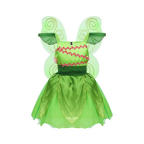 dPois Enfant Fille Lutin Robe Noël Déguisement Elfe Costume Carnaval Halloween Cosplay Elf Chapeau Lutin Tenue Jeu de Rôle Tu